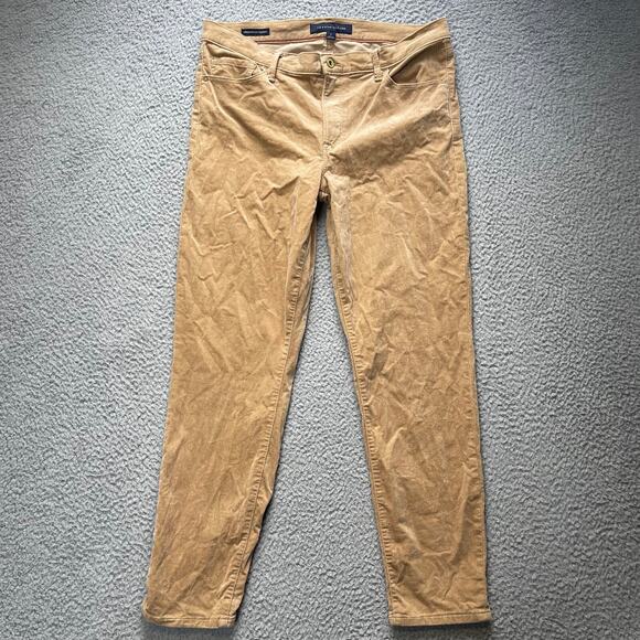 Tommy Hilfiger Corduroy Pants Womens Size 12 Brown Greenwich Skinny Mid Rise - Picture 1 of 15